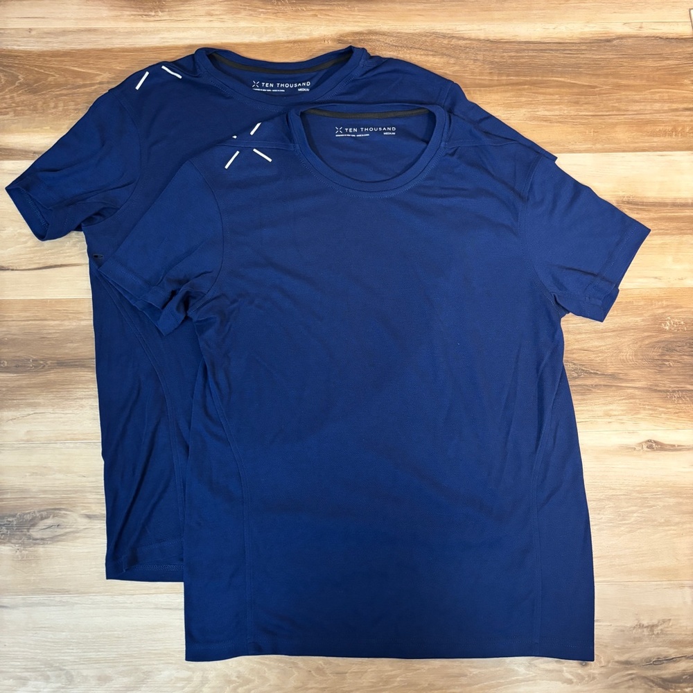 Ten Thousand Shirt Mens Medium Blue Crewneck Performance Wool LOT OF 2